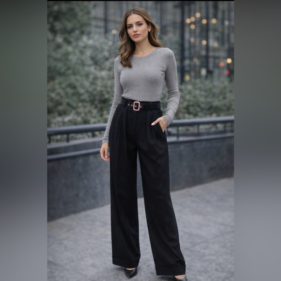 Juicy Couture Pants - Juicy Couture Black Label Black Wool Wide Leg Pants size 4